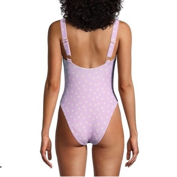 WEWOREWHAT Daisies One Piece Swim Bathing Suit Medium Lavender White Yellow M - Picture 8 of 9